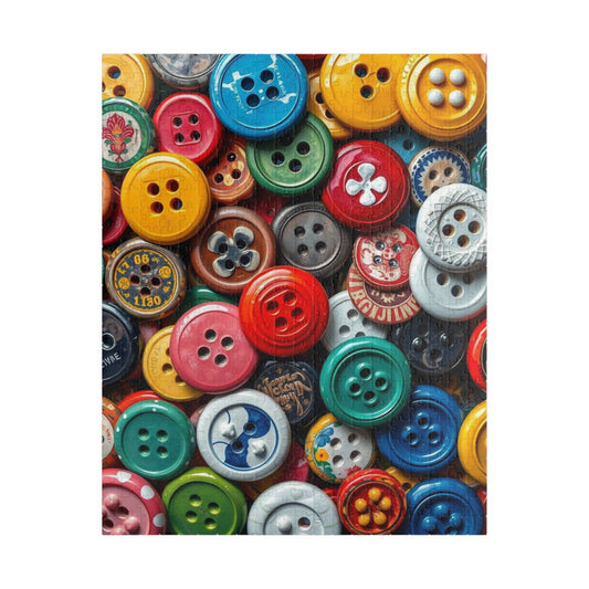 Button Collection Jigsaw Puzzle - Chaotic Collage Design, Fun Family Creative Activity, Puzzle Lover Gift for Friends, Vintage Vibe Brain Teaser 520 pcs (Vertical) Puzzle The Puzzle Chest
