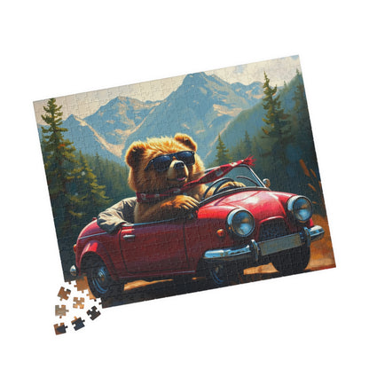 Adventurous Bear Jigsaw Puzzle for Adults, Fun Family Game Night, Mountain View Scenic Puzzle Artwork, Animal Lover Gift for Friend Puzzle The Puzzle Chest