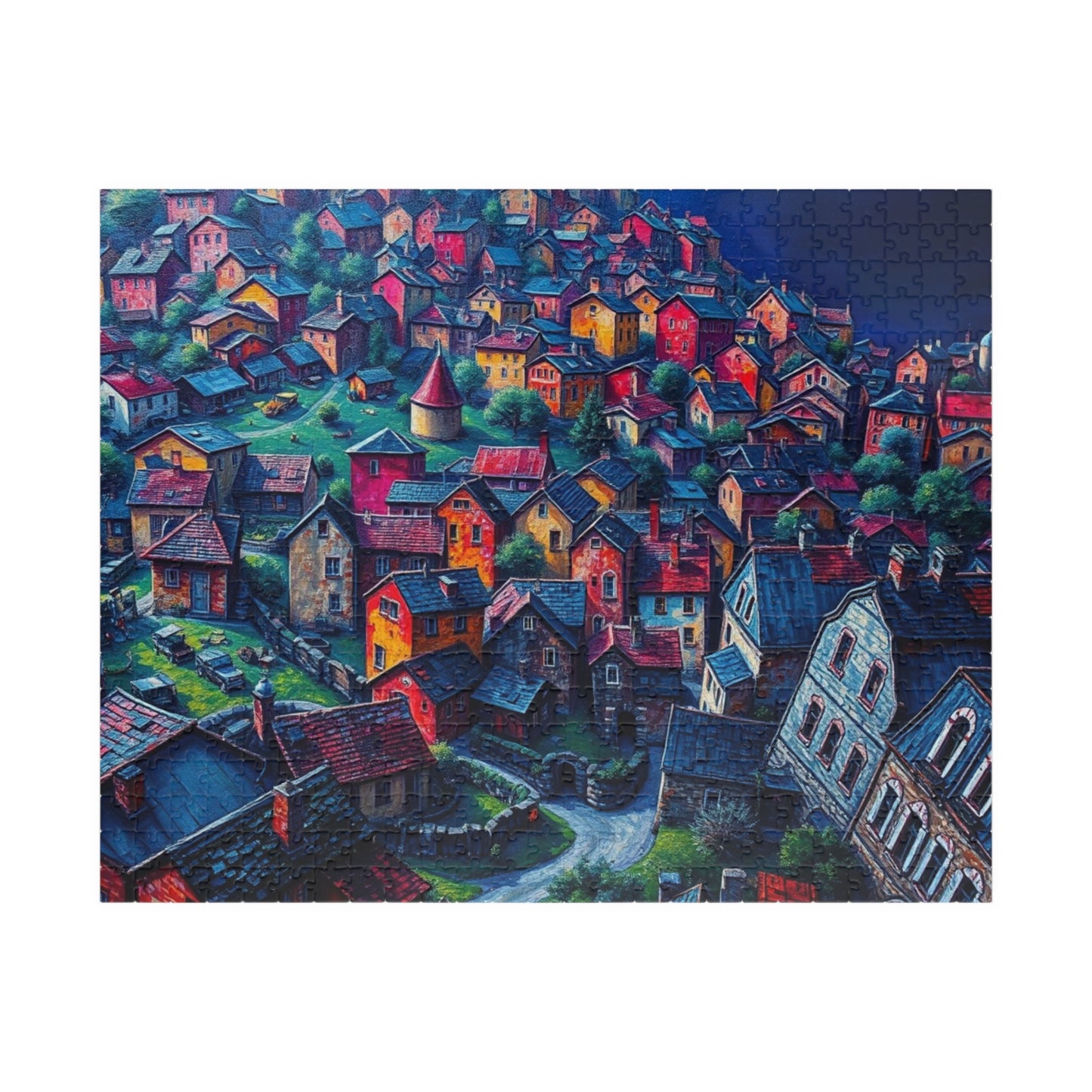 Electric Macro Close-Up Village Puzzle, Vivid Colors 3D Town Challenging, Jigsaw Game (110, 252, 520, 1014-pieces), Gift for Puzzle Fans 520 pcs (Horizontal) The Puzzle Chest