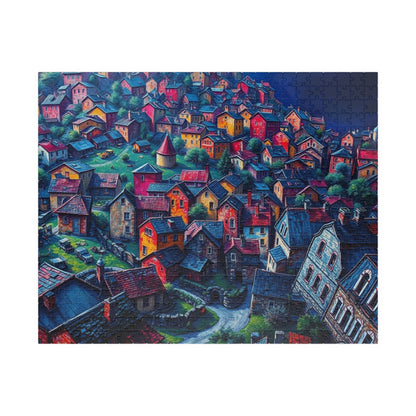 Electric Macro Close-Up Village Puzzle, Vivid Colors 3D Town Challenging, Jigsaw Game (110, 252, 520, 1014-pieces), Gift for Puzzle Fans 520 pcs (Horizontal) The Puzzle Chest