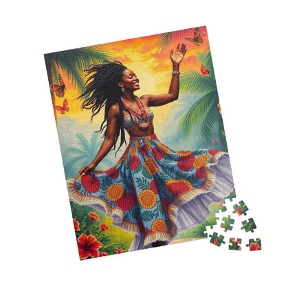 Vibrant Dance Puzzle Colorful Black Art Piece Puzzle, Afrocentric Tropical Vibe Jigsaw Game for Friend Gift for Art Lover Home Entertainment Puzzle The Puzzle Chest