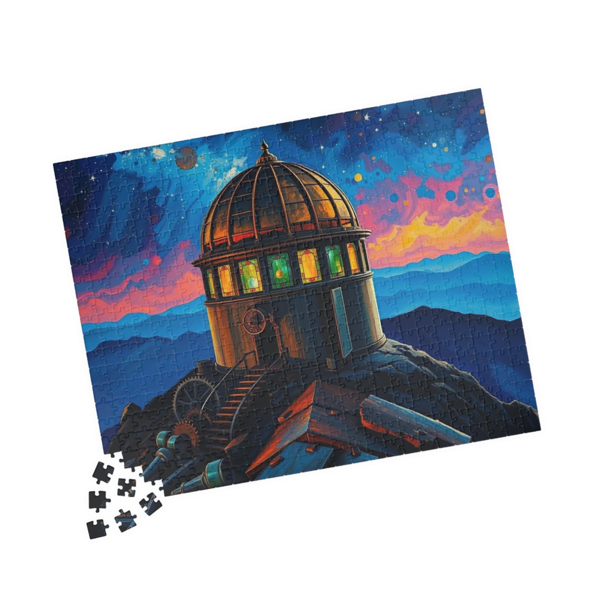 Alchemist Dome Jigsaw Puzzle - Mountaintop Observatory, Steampunk Puzzle Gift for Art Enthusiast Friend, Creative Hobby, Family or Solo Fun Puzzle The Puzzle Chest