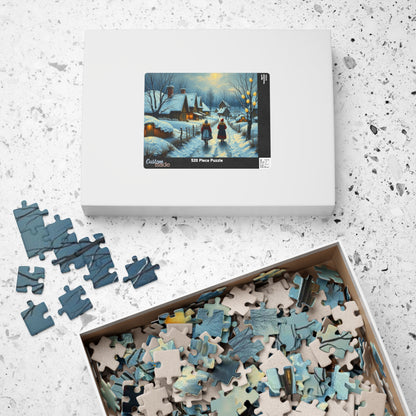 Ukrainian Village Jigsaw Puzzle - Winter Scene, Family Activity, Folk Art Puzzle, Christmas Holiday or Birthday Gift for Friends Puzzle The Puzzle Chest