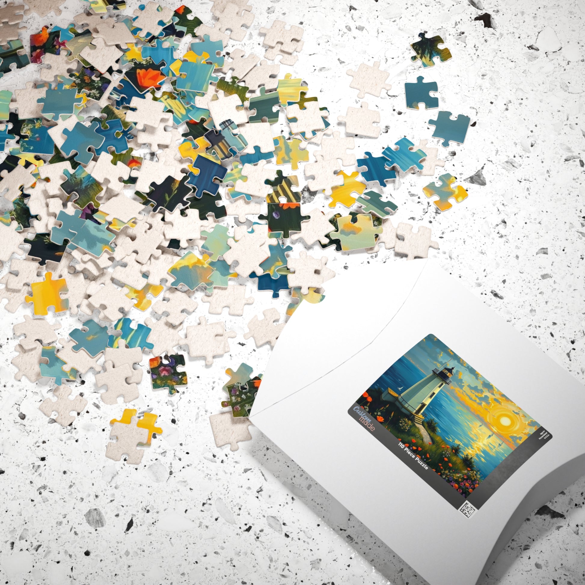 Lighthouse Sunset Seascape Puzzle | Scenic Jigsaw Puzzle Puzzle The Puzzle Chest