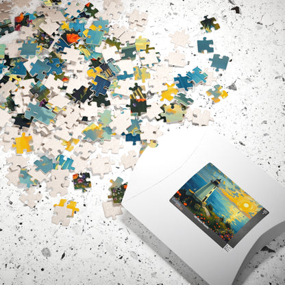 Lighthouse Sunset Seascape Puzzle | Scenic Jigsaw Puzzle Puzzle The Puzzle Chest