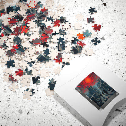 Gothic Puzzle - Desolate City Blood-Red Sky, 110-1014 Piece Jigsaw Game, Skeleton Figures, Hooded Wanderers, Spooky Dark Art, Giftable Puzzle The Puzzle Chest