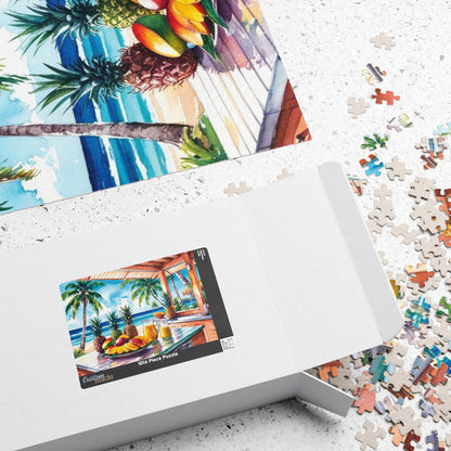 Tropical Island Jigsaw Puzzle, 110, 252, 520, 1014-Piece, Beach Kitchen Scene, Fruit Platter Ocean View Palm Trees, Puzzle Enthusiast Gift Puzzle The Puzzle Chest