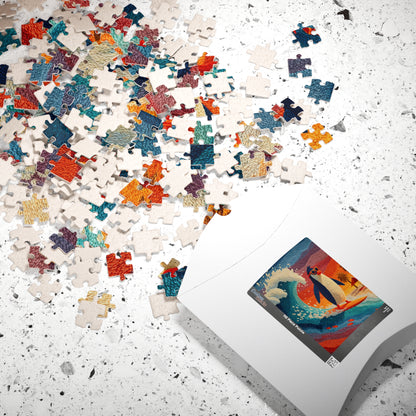 Surfing Penguin Puzzle - Animal Theme Jigsaw Game for Fun Family Activity, Gift for Friends, Indoor Entertainment Puzzle The Puzzle Chest