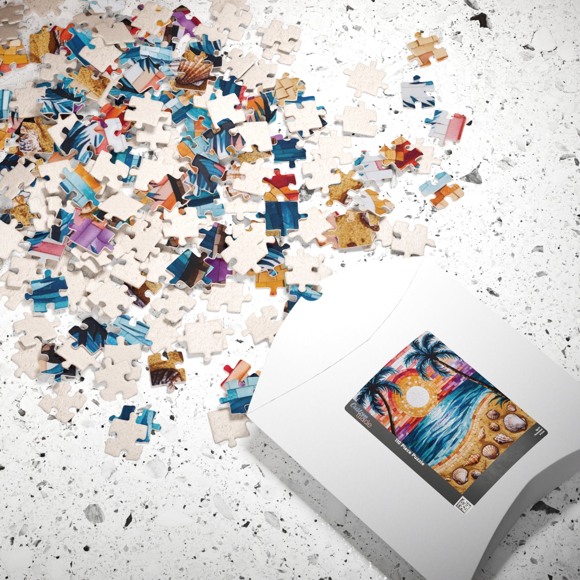Tropical Beach Mosaic Jigsaw Puzzle, Relaxing Beach Scene, Vacation Family Game, Mindfulness Activity, Family Fun, Beach Lover Gifted Puzzle Puzzle The Puzzle Chest