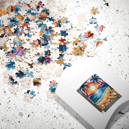 Tropical Beach Mosaic Jigsaw Puzzle, Relaxing Beach Scene, Vacation Family Game, Mindfulness Activity, Family Fun, Beach Lover Gifted Puzzle Puzzle The Puzzle Chest