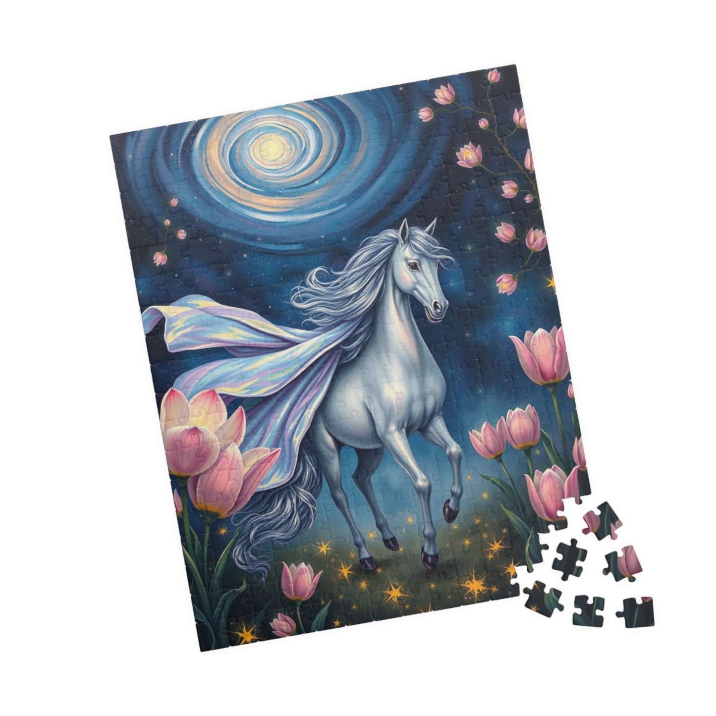 Galloping Horse Jigsaw Puzzle - Flower Field, Mare or Stallion Animal Lovers Gift for Equestrian, Horse Owner, Equine Lover 252 pcs (Vertical) Puzzle The Puzzle Chest
