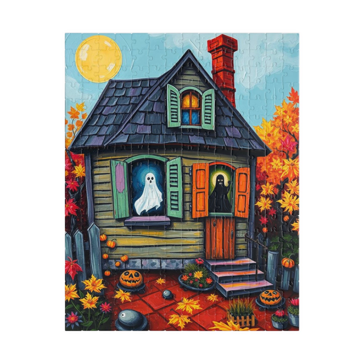 Ghostly Window Watchers Jigsaw Puzzle - Spooky Halloween House, Fun Activity Perfect for Family Game Night, Gift for Friends, Brain Teasers