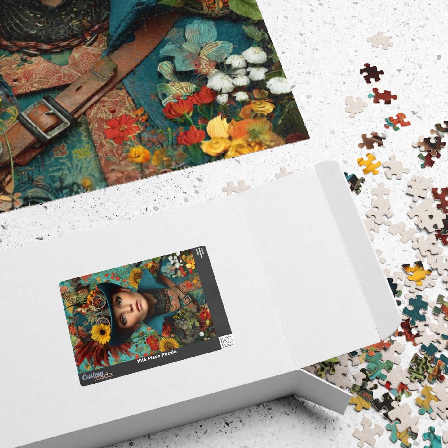 Colorful Steampunk Woman Jigsaw Puzzle – Intricate Floral Portrait with Detailed Hat Design Puzzle The Puzzle Chest