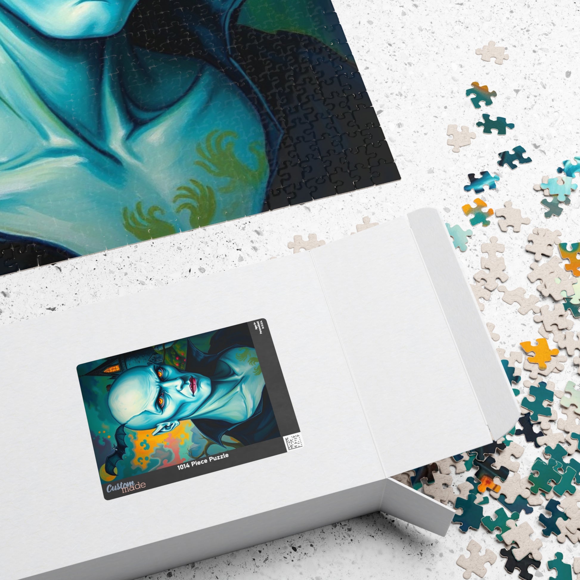 Gothic Vampire Jigsaw Puzzle, Dreamlike Pale Skin Undead with Glowing Eyes, Supernatural Being in Surreal Setting, Dark Fantasy Lover Gift Puzzle The Puzzle Chest