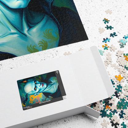 Gothic Vampire Jigsaw Puzzle, Dreamlike Pale Skin Undead with Glowing Eyes, Supernatural Being in Surreal Setting, Dark Fantasy Lover Gift Puzzle The Puzzle Chest