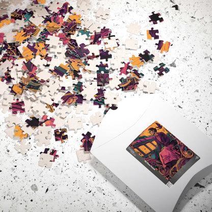 Rosa Parks Afrocentric Jigsaw Puzzle - Civil Rights Historical Black Figure Art with Ornate Floral Motifs and Bus Scene, Black Woman Art Puzzle The Puzzle Chest