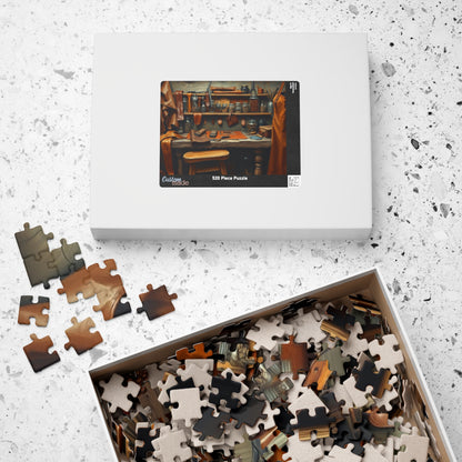 Rustic Leatherworking Bench Puzzle (110-1014 Piece), Leathercraft Work Studio Jigsaw Game, Relaxing Activity for Craft and Puzzle Enthusiast Puzzle The Puzzle Chest