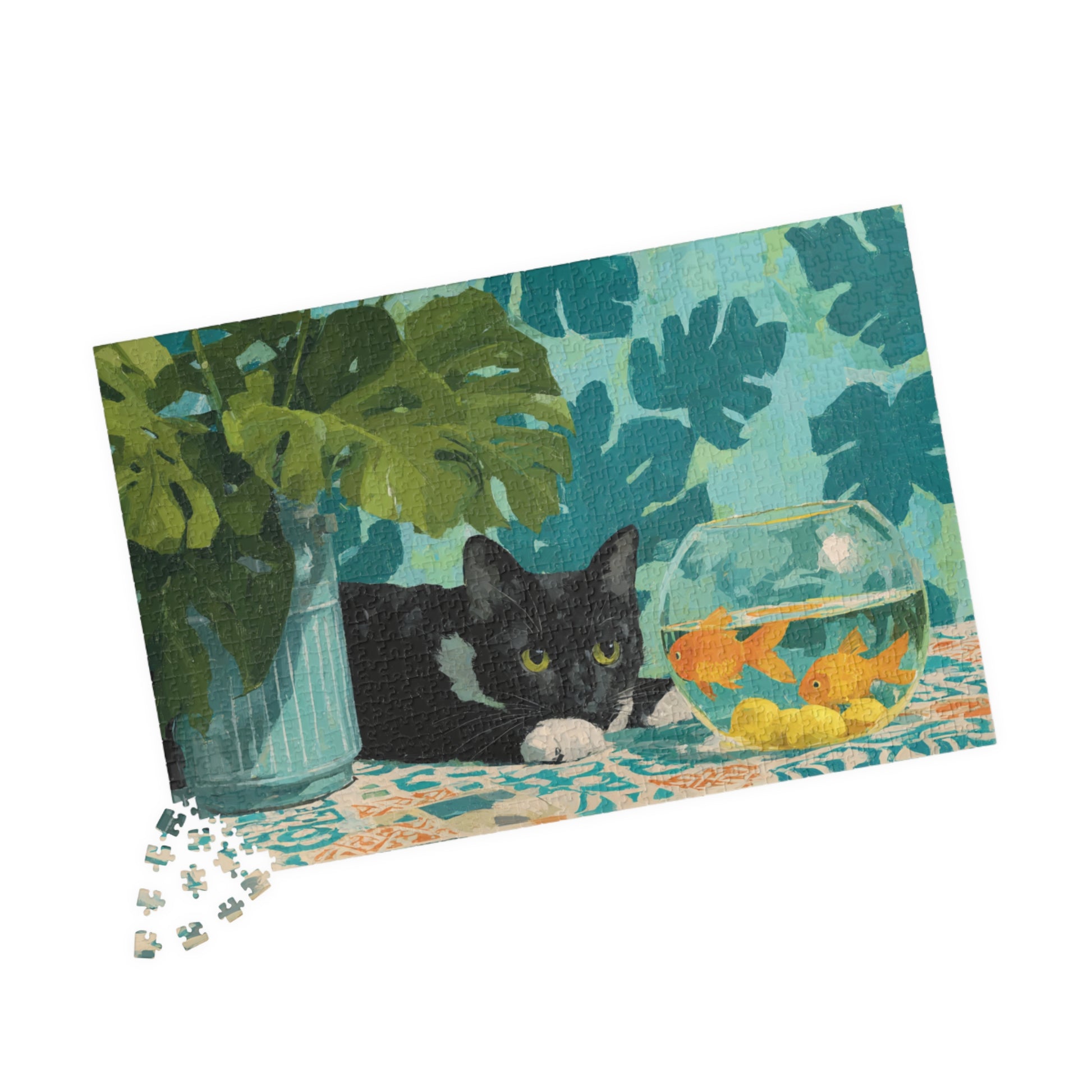 The Cat and the Goldfish Bowl – Classic Matisse-Inspired Cat Jigsaw Puzzle, Animal Theme Still Life Puzzle 1014 pcs (Horizontal) Puzzle The Puzzle Chest