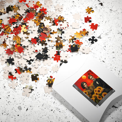 Vintage Sunflower Puzzle - Gothic Couple, Dark Fantasy Art Jigsaw Game, Creative Gift Idea for Friends, Family or Solo Fun, Brain Teaser Puzzle The Puzzle Chest