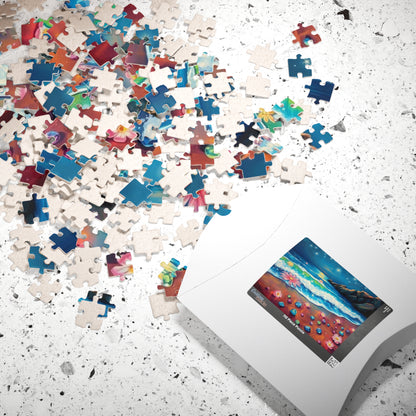 Lotus Shoreline Dreams - Surreal Beach Jigsaw Puzzle with Gems and Water Lilies, Gift for Ocean Lover, Coastal Home Décor, Family Activity Puzzle The Puzzle Chest