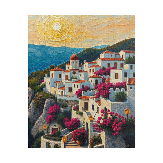 Mediterranean Village Jigsaw Puzzle - Mosaic Design, Tabletop Game for Family Activity, Mental Exercise, Quiet Pastime, Puzzle Lover Gift 520 pcs (Vertical) The Puzzle Chest