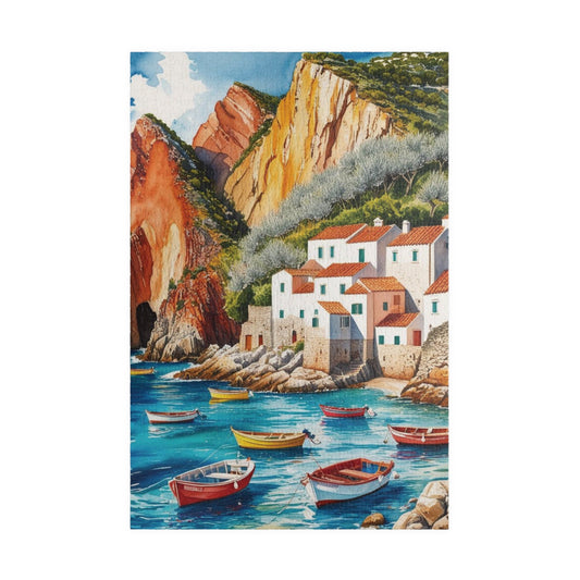Seaside Landscape Jigsaw Puzzle, Mediterranean Coastline 1000-Piece Game for Family Activity and Bonding, Fishing Village Coastal Puzzle 1014 pcs (Vertical) Puzzle The Puzzle Chest