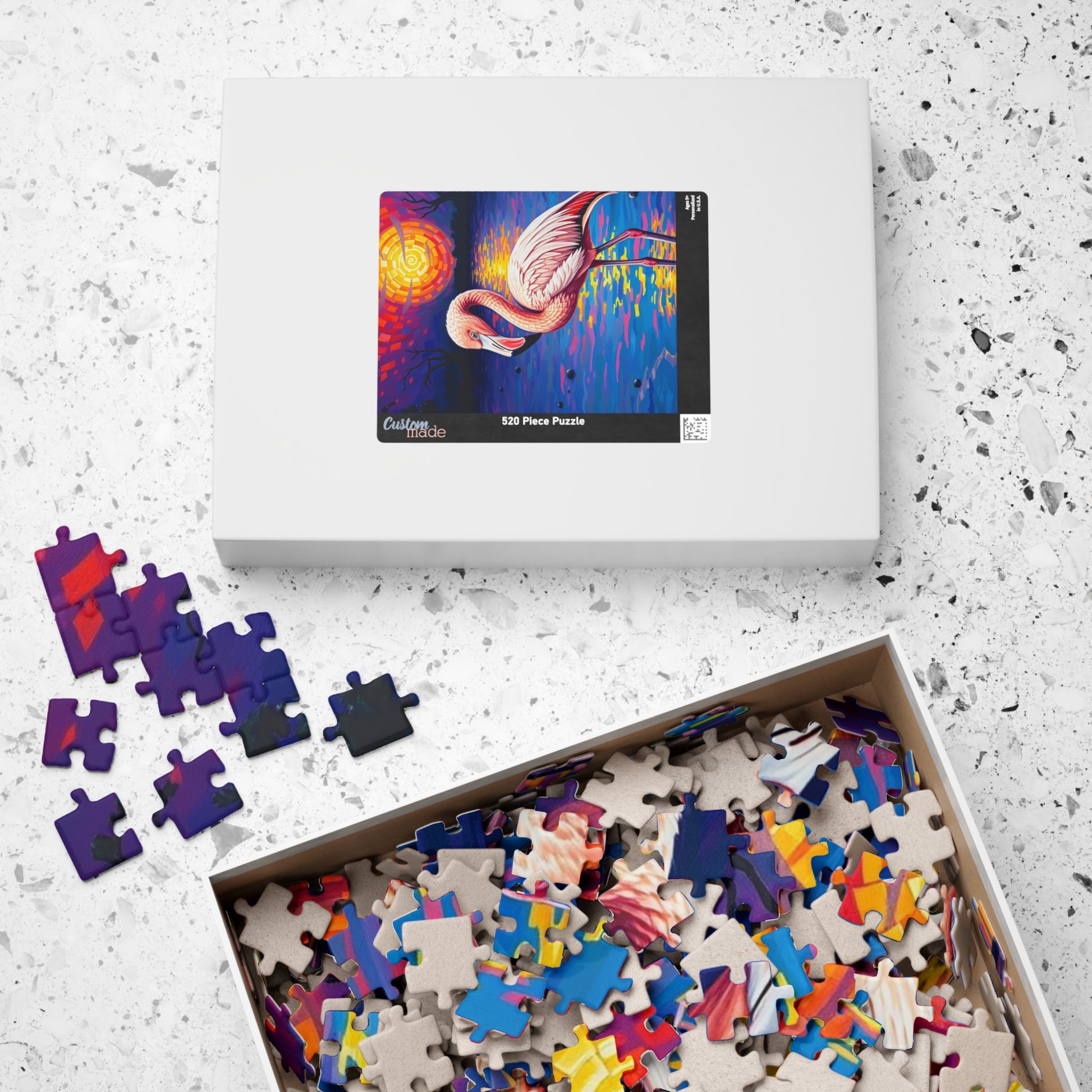 Flamingo Sunset Mosaic Jigsaw Puzzle, 110-1014 Piece, Fun Family Activity, Creative Hobby, Educational Game, Gift for Bird Lovers Puzzle The Puzzle Chest