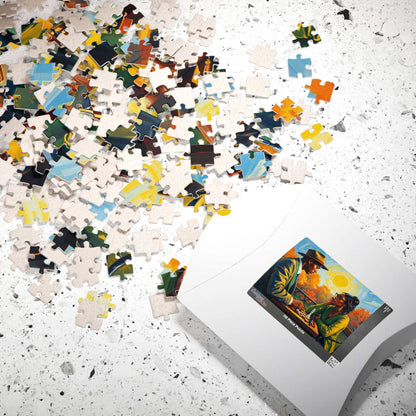 Black Art Jigsaw Puzzle - Black Couple Playing Chess, Afrocentric Gift for Friends, Brain Teaser, Fun Family Game Night Puzzle The Puzzle Chest