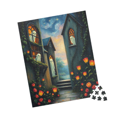 Hollow Window Watchers - Halloween Themed Ghost Jigsaw Puzzle, Fun Autumn Game, Family Activity, Halloween Decor, Gift for Puzzle Lovers