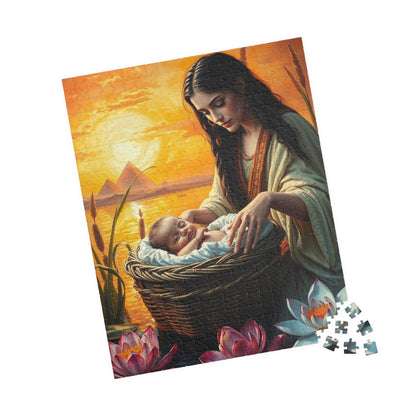 Christian Jigsaw Puzzle, Baby Moses Nile River Biblical Scene, Home Entertainment, Brain Teaser, Religious Puzzle Lover Gift for Friends