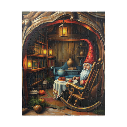 Gnome Home Inside Oak Trunk Jigsaw Puzzle, Fantasy Puzzle (110, 252, 520, 1014-Piece), Family Activity, Relaxing Hobby, Puzzle Lover Gift 110 pcs (Vertical) Puzzle The Puzzle Chest