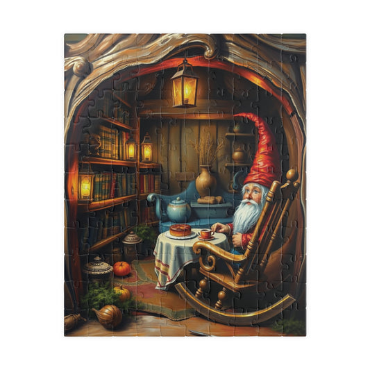 Gnome Home Inside Oak Trunk Jigsaw Puzzle, Fantasy Puzzle (110, 252, 520, 1014-Piece), Family Activity, Relaxing Hobby, Puzzle Lover Gift 110 pcs (Vertical) Puzzle The Puzzle Chest