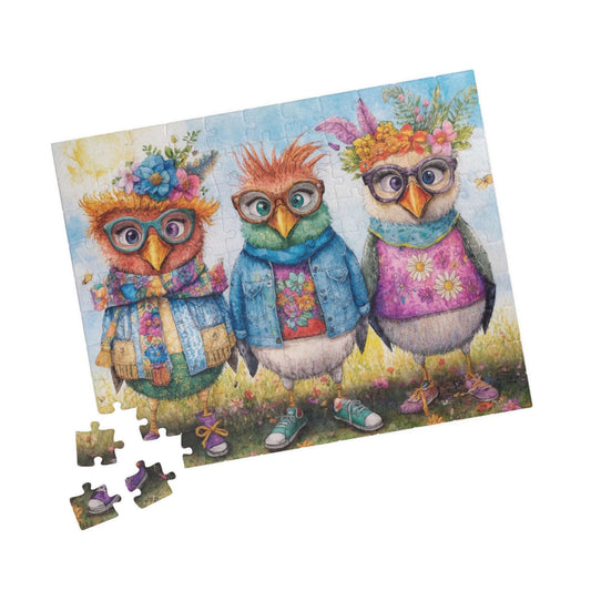 Fashionable Flock Jigsaw Puzzle, Cartoon Chicken Puzzle Ideal for Indoor Family Activity, Holiday Birthday Gift for Bird Lover, Brain Teaser Puzzle The Puzzle Chest