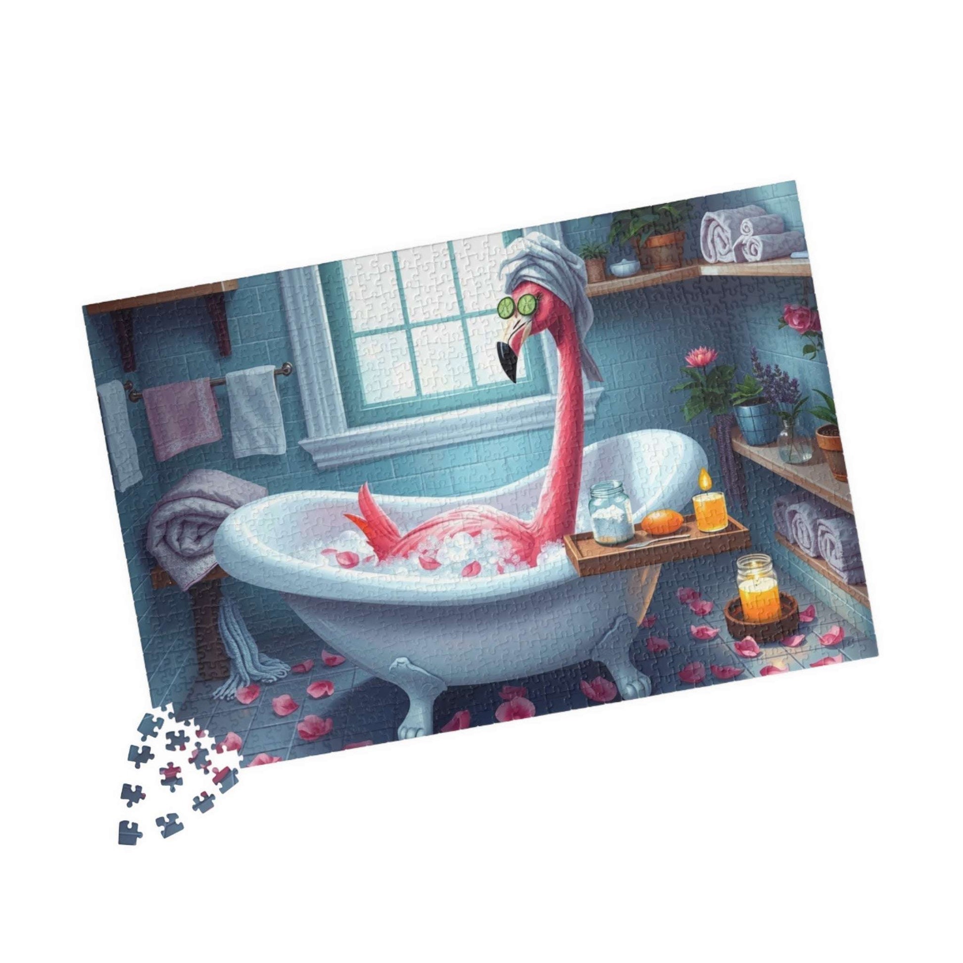 Flamingo Puzzle - 110, 252, 520, 1014-piece, Spa Vibes, Holiday Birthday Gift for Flamingo Lovers, Family Activity, Home Decor, Puzzle Night