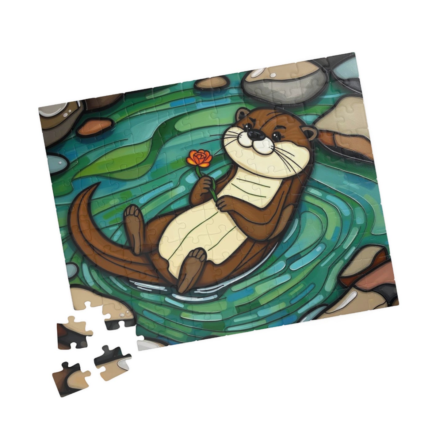 River Serenity Otter Puzzle - 110-1014 Piece Cute Wildlife Animal Jigsaw Game for Fun Family Activity, Unique Gift Idea, Creative Challenge