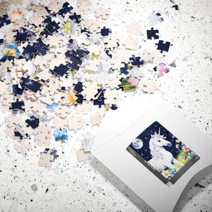 Beautiful Unicorn Puzzle, Mythical Creature Jigsaw, Moonlit Meadow Fantasy Floral Tabletop Game, Family Entertainment, Best Unique Gift Idea Puzzle The Puzzle Chest