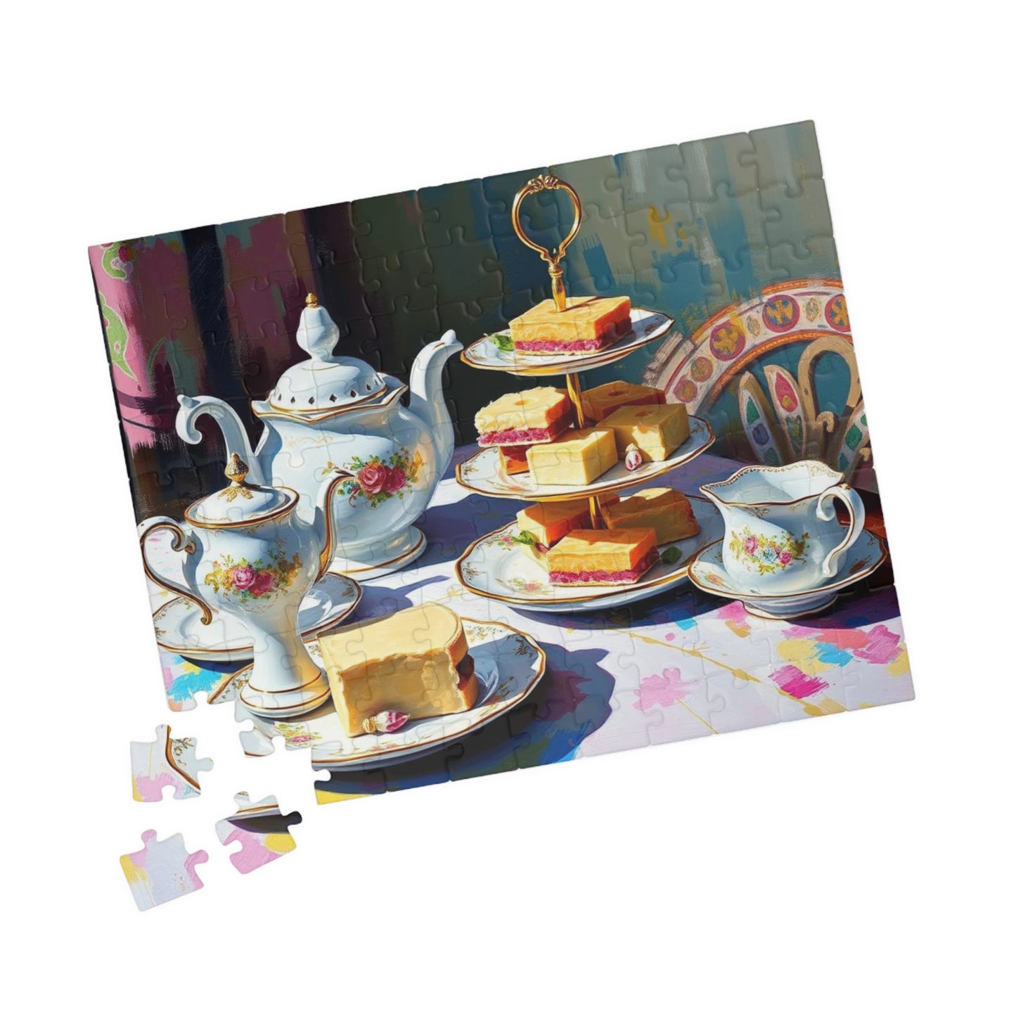 Elegant Afternoon Tea Puzzle for Adults - Whimsical Teapot and Scones Design, Gift for Tea Lovers, Family Game Night, Jigsaw Fun Puzzle The Puzzle Chest