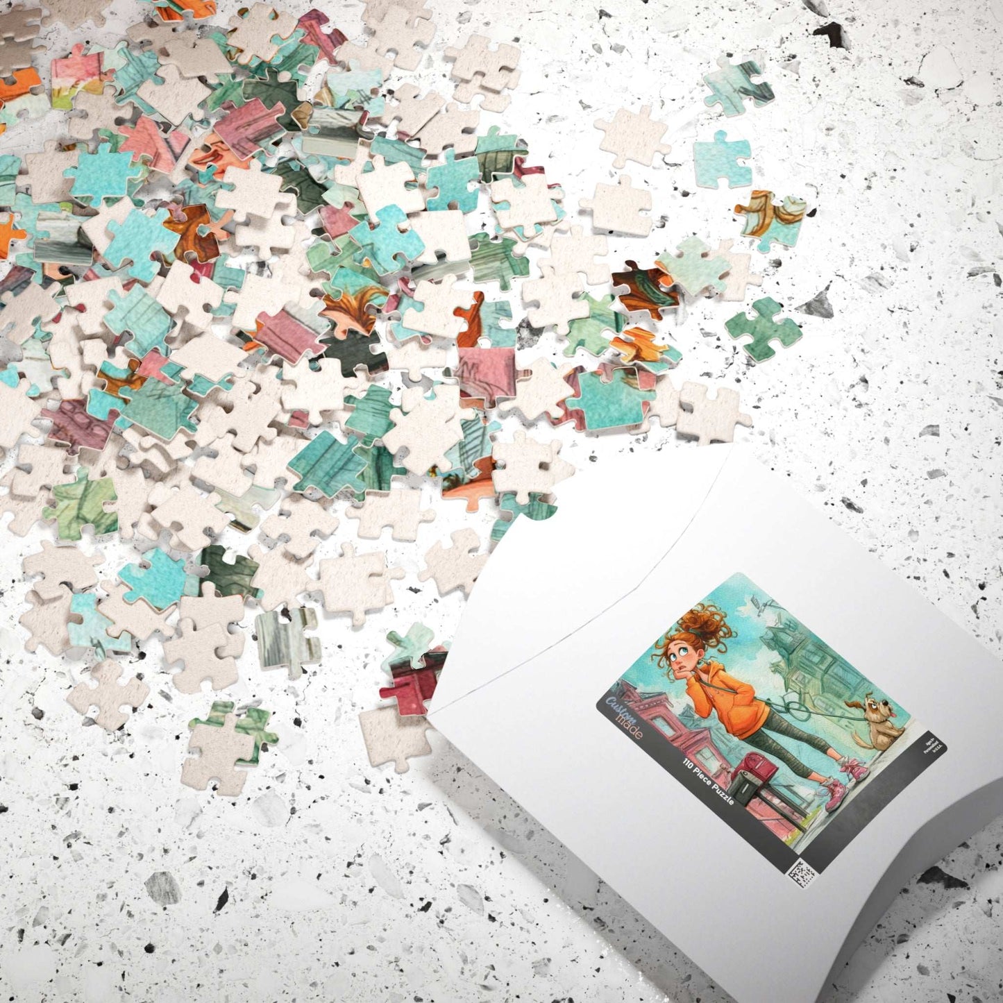 Cute Dog Walking Cartoon Puzzle for Adults - Puppy and Pet Owner Jigsaw, Watercolor Style Puzzle The Puzzle Chest