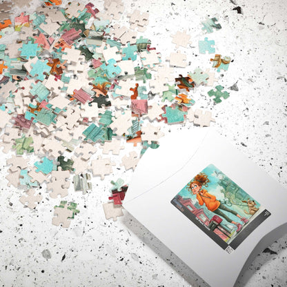 Cute Dog Walking Cartoon Puzzle for Adults - Puppy and Pet Owner Jigsaw, Watercolor Style Puzzle The Puzzle Chest