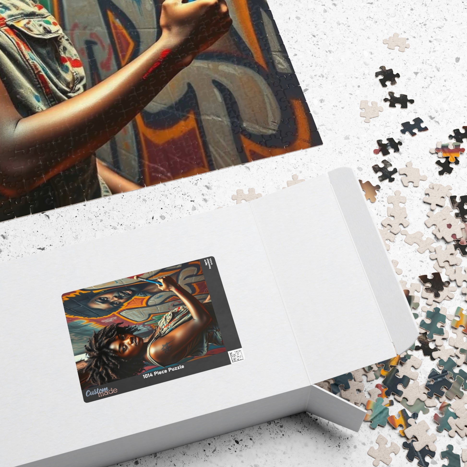 Graffiti Jigsaw Puzzle - Black Art Urban Street Scene, African American Woman Artwork, Afrocentric Gift for Artists and Art Lovers, Unique Puzzle The Puzzle Chest