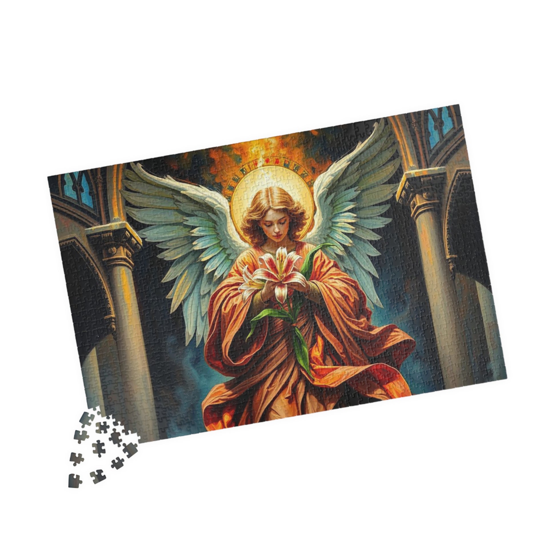 Divine Messenger Jigsaw Puzzle, Angel Artwork, Gothic Art Print, Elegant Puzzle for Adults, Holiday Birthday Gift for Friend Indoor Activity Puzzle The Puzzle Chest
