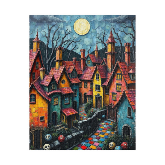 Whimsical Halloween Puzzle - 1014 Pieces, Spooky Village Artwork, Perfect for Family Game Night, Fall Celebrations, Gift for Puzzle Lovers, 252 pcs (Vertical) The Puzzle Chest