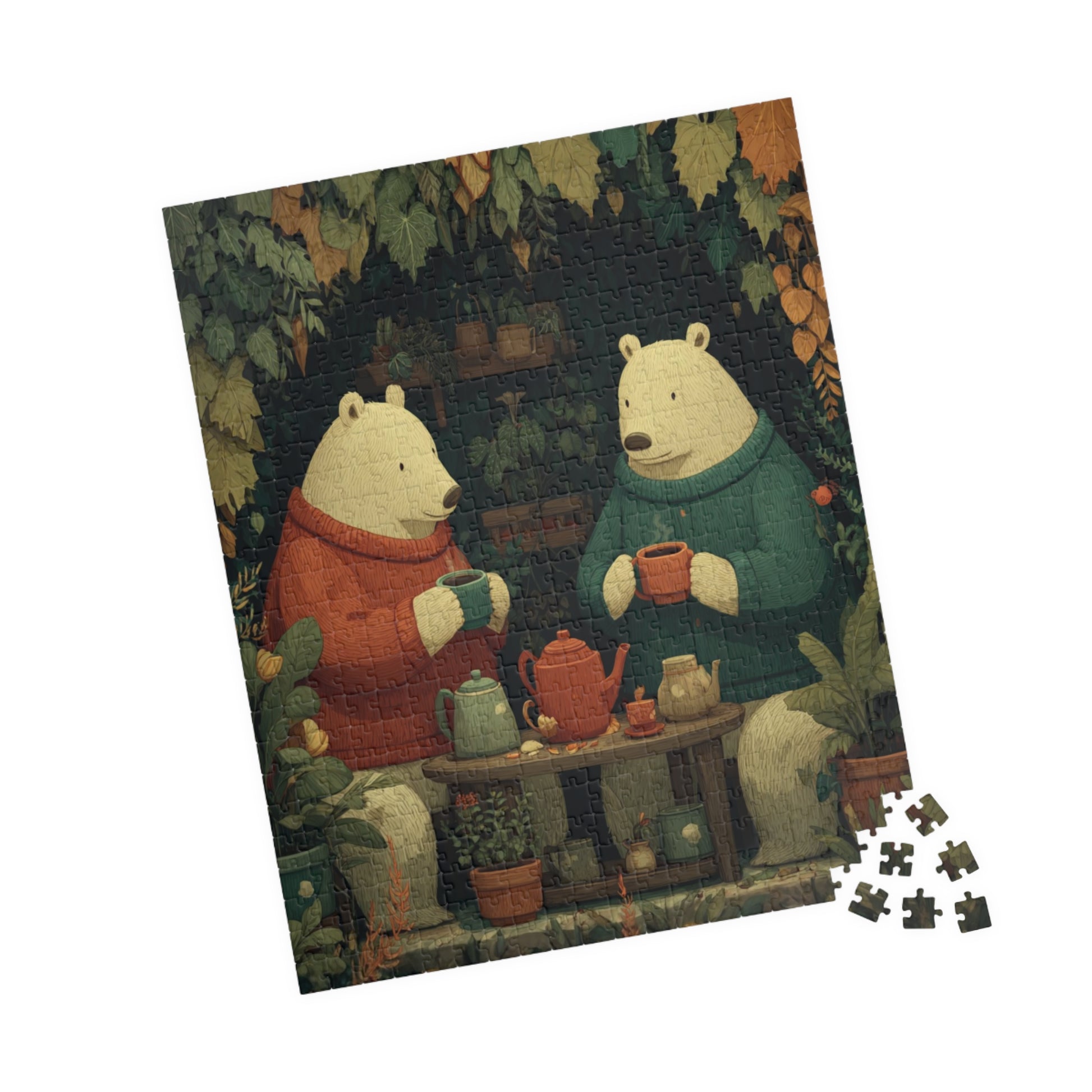 Botanical Bear Tea Party – Nature Loving Bears with Plants Jigsaw Game 520 pcs (Vertical) Puzzle The Puzzle Chest