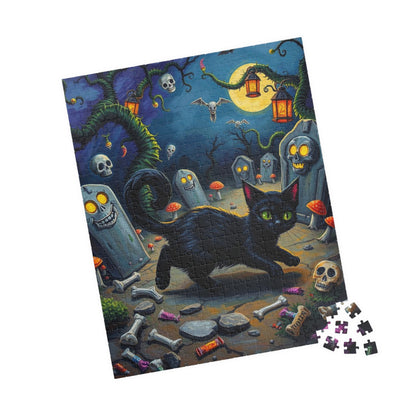 Tailspin Grave Mischief Jigsaw Puzzle - Spooky Cat Puzzle, 110-1014 Piece Halloween Gift, Cat Lover Decor, Family Activity Haunted Night Fun