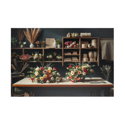 Floral Arrangement Workshop Puzzle, Cozy Flower Studio Bouquet Making Scene Jigsaw Game, Challenging Relaxing Activity, Mindfulness, Gift 1014 pcs (Horizontal) Puzzle The Puzzle Chest