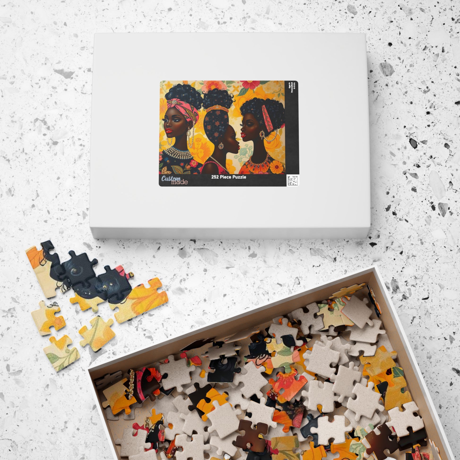 Sisters Bonding Jigsaw Puzzle, African Heritage African American Woman Empowering Art, Afrocentric Mindful Family Activity, Gift for Birthday, Holiday Puzzle The Puzzle Chest