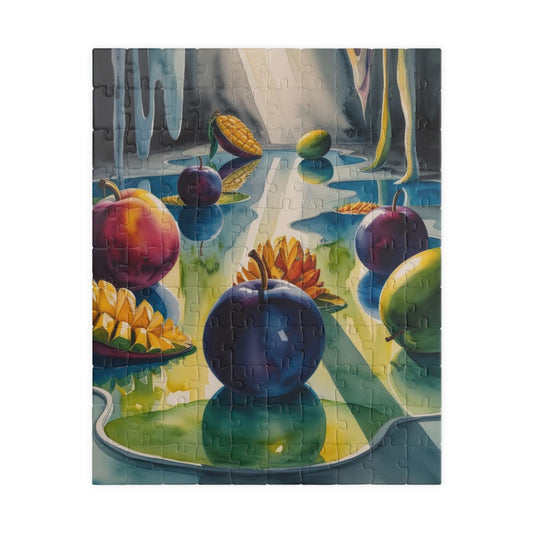 Surreal Dreamscape Puzzle, Oversized Fruit and Reflective Pools Jigsaw Game Inspired by Salvador Dali, Unique Giftable Puzzle, Mindfulness 110 pcs (Vertical) Puzzle The Puzzle Chest