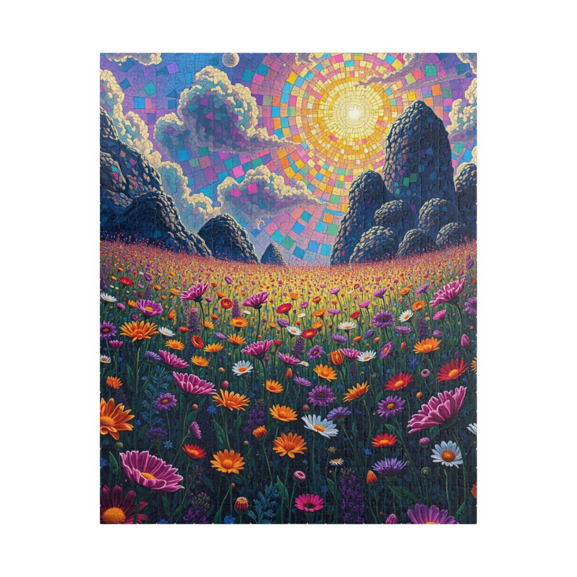 Colorful Sunrise Flower Puzzle, Floral Mosaic Jigsaw Game for Adults, Nature Art Puzzle, Family Game Night, Gift for Nature Lovers 520 pcs (Vertical) Puzzle The Puzzle Chest