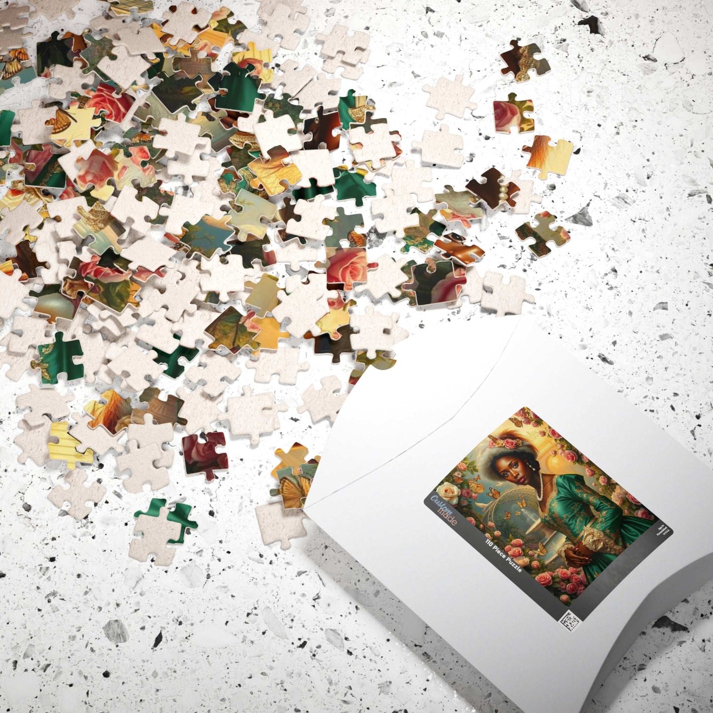 Floral Victorian Black Woman Jigsaw Puzzle, African American Lady Art, Afrocentric Artwork Puzzle The Puzzle Chest