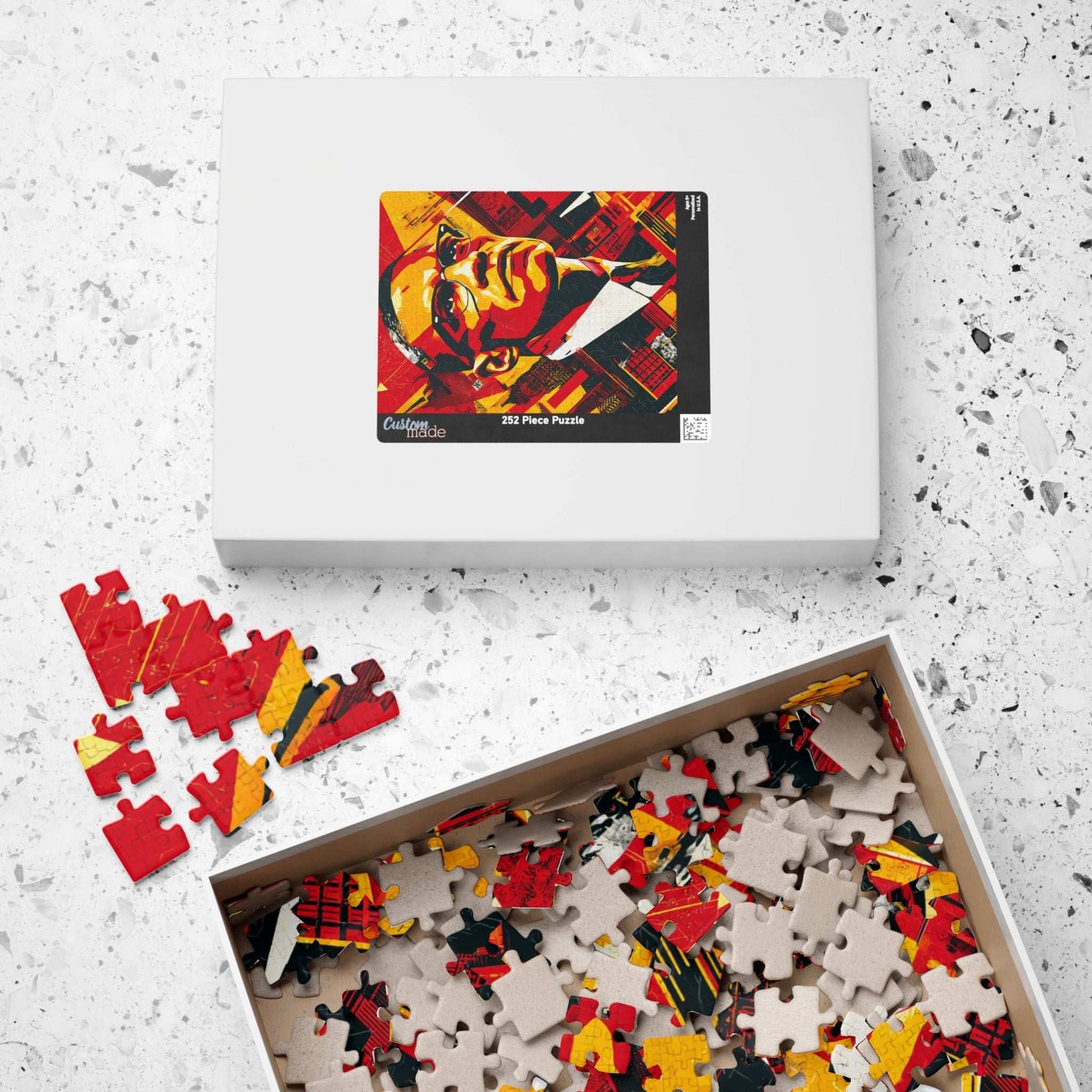 Black History Month Puzzle – Malcolm X Geometric Pop Art Jigsaw, Afrocentric Home Décor & Educational Gift for African American History Buff Puzzle The Puzzle Chest